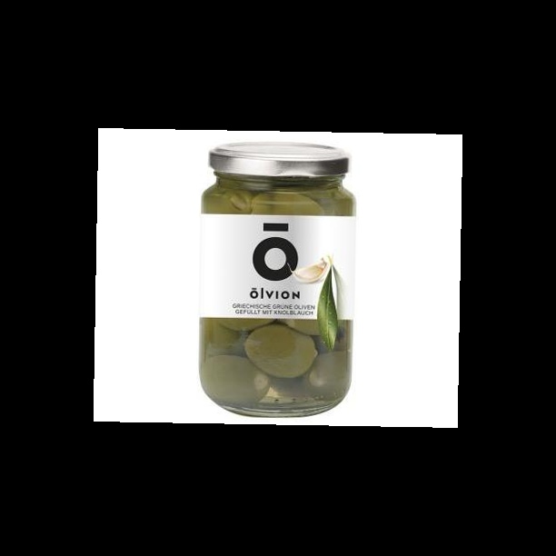 ОЛВИОН Оливки зеленые с чесноком в рассоле.