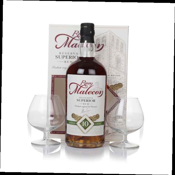 Малекон Резерва Супериор 10 лет подарочный набор с двумя бокалами
